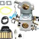 WTA-29 Carburetor Compatible with 455 455E Rancher 460 461 Gas Chainsaw with Filter Fuel Line Spark Plug Replaces 544227401 544312901