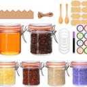 Flrolove 8 oz Small Airtight Glass Jars with Lids,Glass Food Storage Canisters with Lids, Mini Airtight Storage Container for Kitchen Canning, Spice, Honey, Nuts, Snacks, Flour, Set of 6