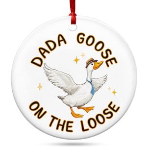 TEEZWONDER Christmas Funny Goose Gifts for Dad from Daughter Son - Ceramic Christmas Ornaments 2025 for Tree Decorations - Father in Law New Dad Gifts for Xmas Decorations, Stocking Stuffers for Men