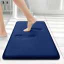 Smiry Memory Foam Bath Mat 24x16, Extra Soft and Absorbent Bathroom Mats, Non Slip Washable Carpet for Floor, Shower and Tub, Navy Blue