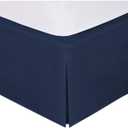 Linen Plus King Size Luxury Tailored Bed Skirt 14" Drop Pleated Styling Dust Ruffled Solid Navy Blue New