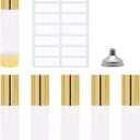 6Pcs 1.7oz/50ml Clear Airless Pump Bottles with Funnel and labels Sticker Travel Size Dispenser Refillable Cosmetic Containers For Foundations, Cream, Serums, Shampoo(Gold)