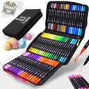 Double Tip Brush Pens Art Markers (72 Colors) - Fine Tip Acrylic Coloring Markers for Painting, Highlighting, and Card Making; Ideal for Adults, DIY Enthusiasts, and Craft Lovers