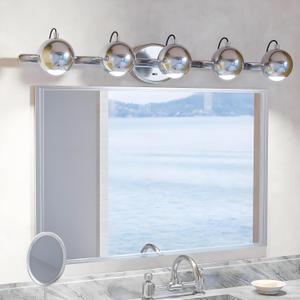 MantoLite Bathroom Vanity Light Brushed Nickel 5-Light Chrome LED Bathroom Light Fixtures 360 Adjustable Heads 3CCT & RA>90 Plug in Wall Lights for Living Room & Bedroom Decor
