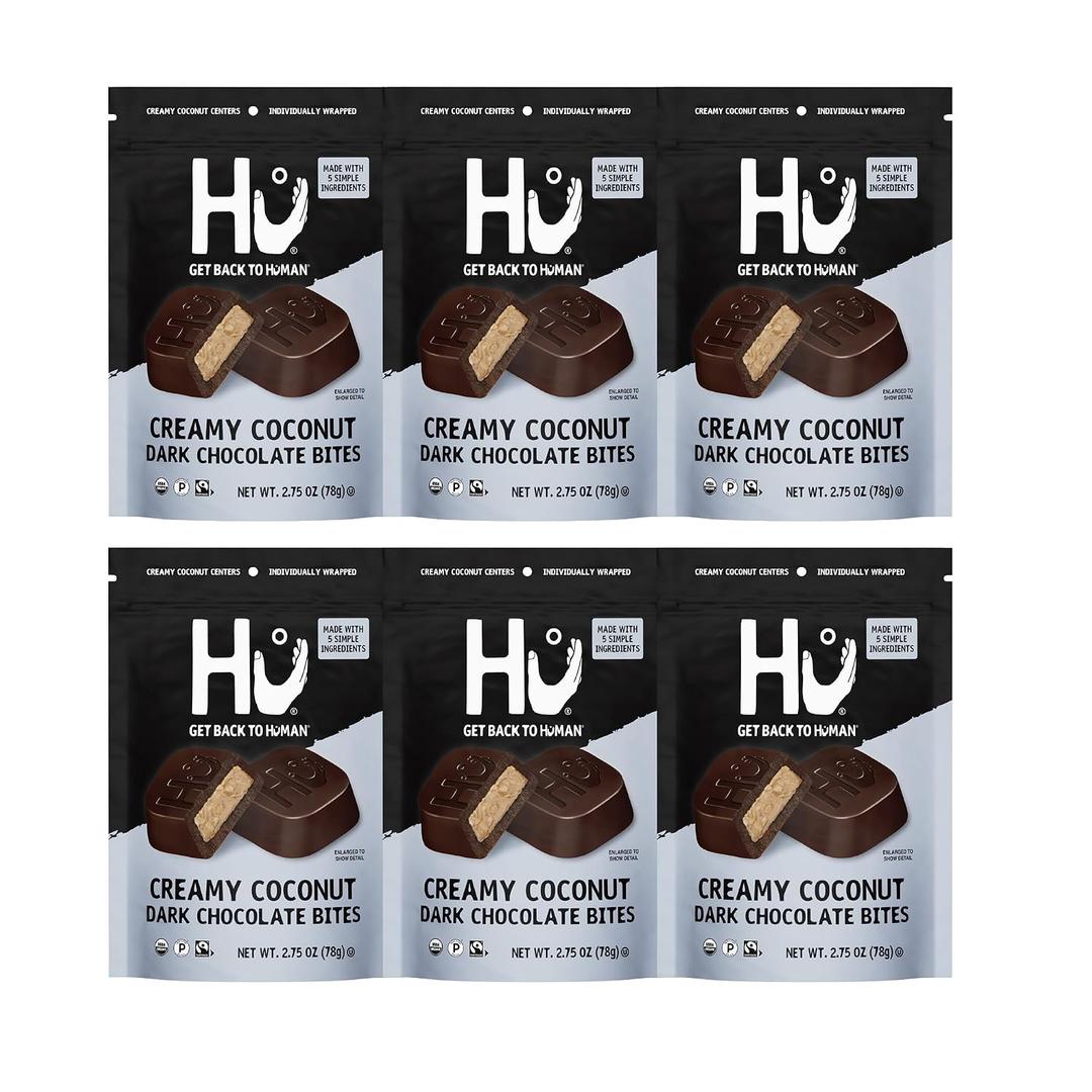 Hu Dark Chocolate Bites, Creamy Coconut, 6 Pack (EXP 12/22/26)