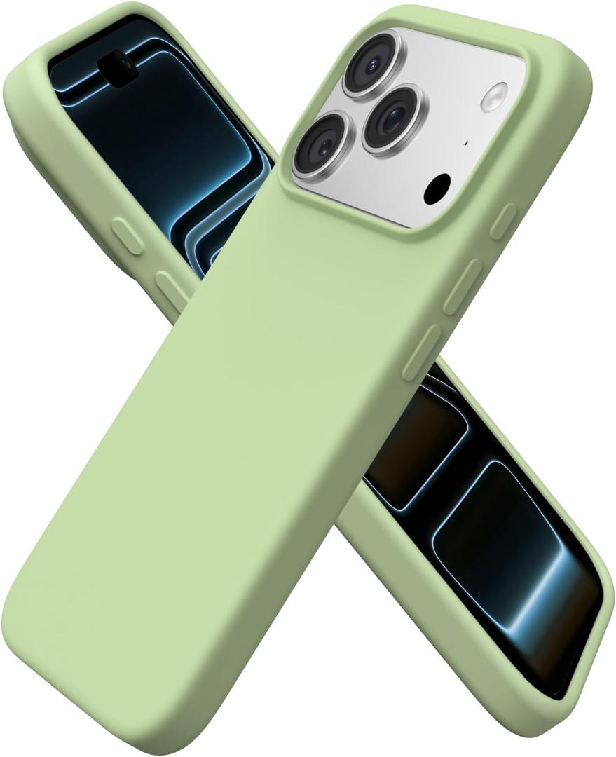 ORNARTO Compatible with iPhone 17 Pro Case 6.3", Slim Liquid Silicone 4 Layers Full Covered Soft Gel Rubber Shockproof Cover, Protective Phone Case for iPhone 17 Pro-Matcha