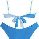 ZAFUL Women High Cut Bikini Sets String Sexy Swimsuit Two Piece Underwire Bathing Suit Brazilian Cheeky Cut Out Cute Swimwear (Blue, S)