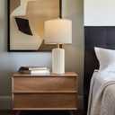 G-SAFAVA 20.25" Small Single Table Lamp for Bedroom Modern Ceramic Nightstand Lamp Farmhouse Bedside Lamp Boho Living Room Lamp White End Side Table Lamp