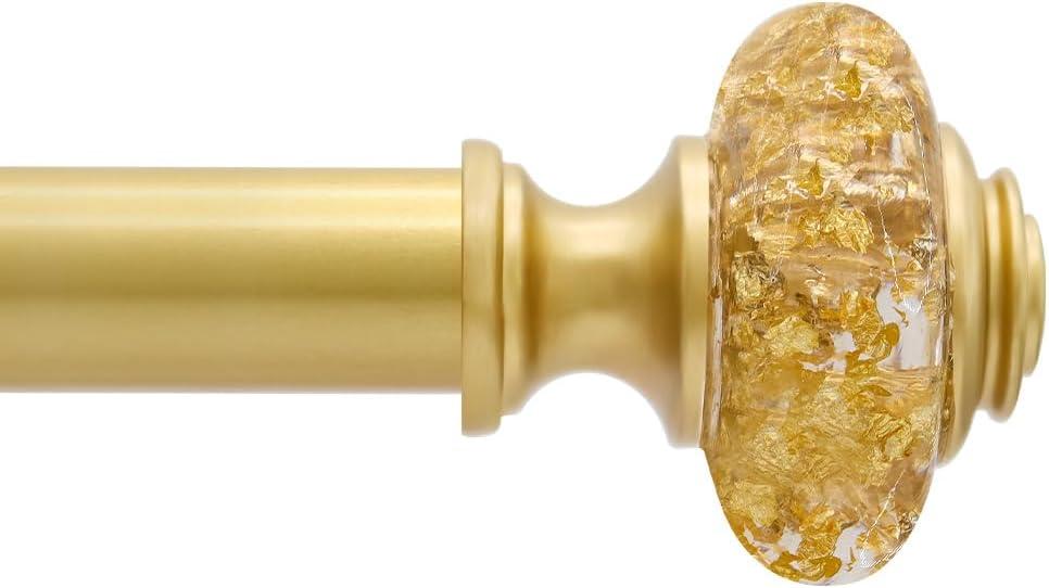 Curtain Rod 28 to 122Inches,Adjustable Length 1 inch Telescoping Splicing Curtain rods for Windows, Gold Decorative Drapery Rods for Home with Luxury Crystal Finials and Brackets,Gold