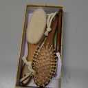 Baby Hair Brush Set for Newborns - Soft Goat Bristle Wooden Baby Brush and Comb Set Newborn Grooming Kit for Cradle Cap, Durable & Gentle, Boy, Girl Infant Essentials Care Kit (Oval, Dark Walnut)