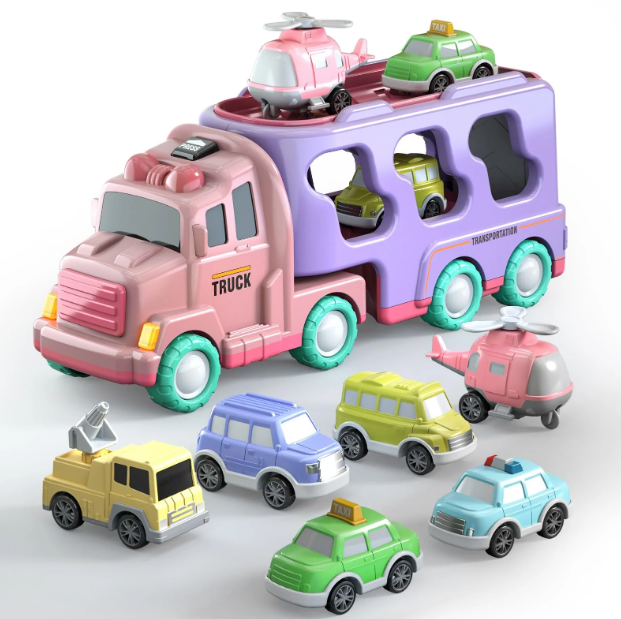 Beby Buty 7 in 1 Car Truck Toys for Toddlers, Truck Toys with Light Sound, Birthday Gifts for 3-5 Year Olds