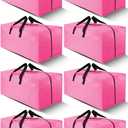 Cosy Family 8 Pack Heavy Duty Extra Large Moving Bags with Backpack Straps - Strong Handles & Zippers, Storage Totes For Space Saving, Fold Flat, Alternative to Moving Box, Pink