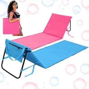 2 Pack Folding Beach Lounge Chair for Adults Couple Portable Sun Lounger Lightweight Tanning Mat with Storage Pocket Adjustable Position Lawn Chairs Patio Chaise Outdoor Sunbathing Camping
