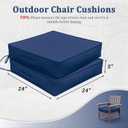 Outdoor Chair Cushions Patio Funiture Chair Seat Cushion 24 L X 24 W X 5 H Waterproof & Fade Resistant Square Sofa Couch Chair Pads with Non-Slip Bottom &Handle & Adjustable Straps Set of 2, Blue