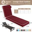 Chaise Lounge Cushions Outdoor 72x21x4 Inch, Patio Lounge Chair Cushions w/High Density Foam, 4 Inch Pool Lounger Cushion w/Removable Cover Handles, Fits Poolside Patio Outdoor Furniture, Red