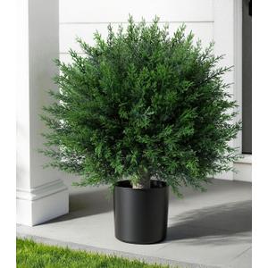 DREAMLOOM Topiary Cedar Trees Artificial Outdoor Ball in Planter, 1-Pack