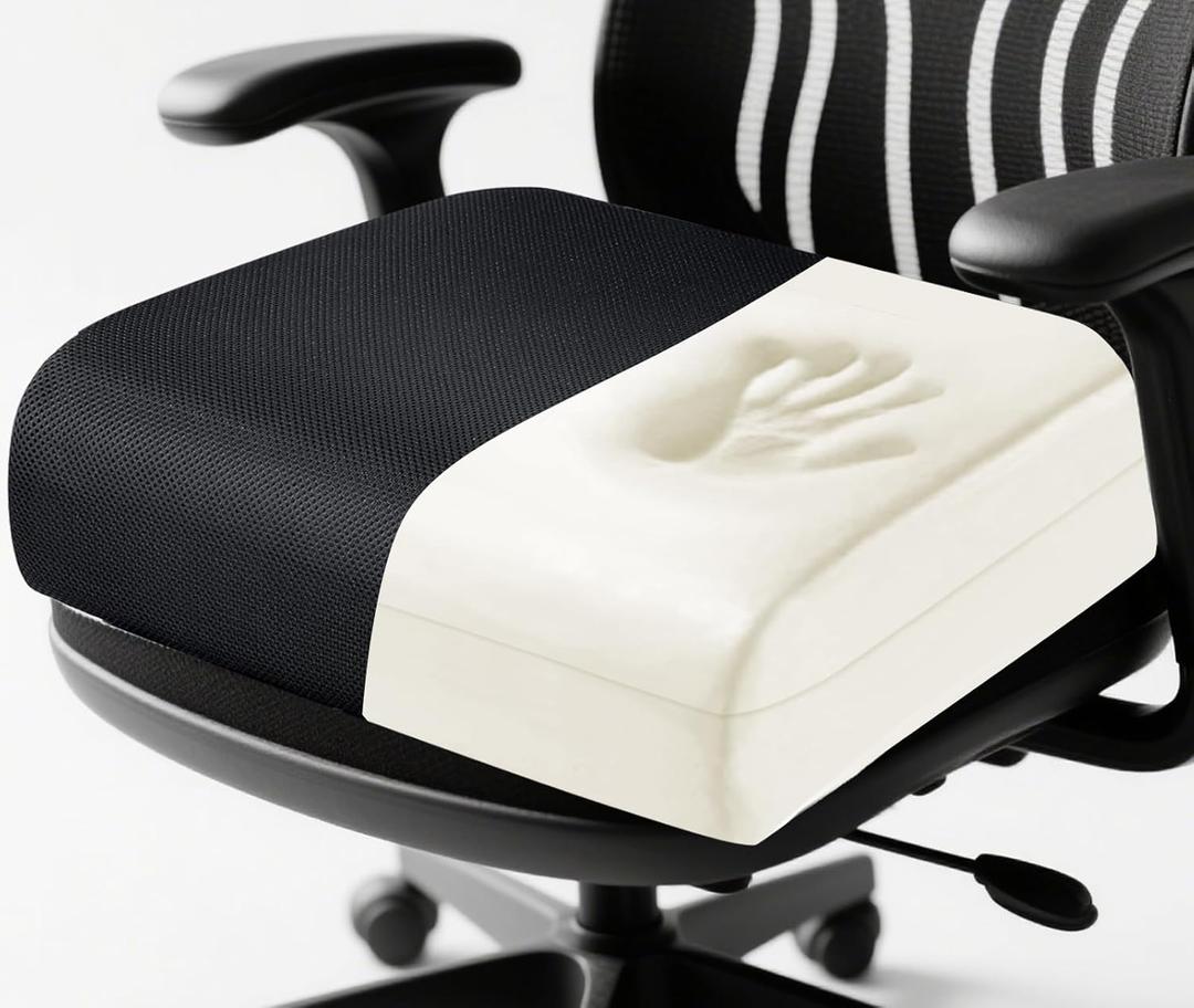 MINUPWELL 6" Extra Thick Office Chair Cushion, 2 Layers Memory Foam Adult Booster Seat Cushion, Thick Wheelchair Cushions, Thick Adult Booster seat Chair Cushion for Car Seat - 18x16x6in -（Black）