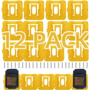 12 Pack Battery Holders Mount Compatible for Dewalt 20V 60V Battery OrganizerDCB200 DCB201 DCB202 DCB203 DCB204 DCB205 DCB206 DCB208 (24 Screws, No Battery)