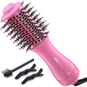 Dan Technology Blow Dryer Brush Hair Dryer Brush Hot Air Blowout Brush 120V 3 Speeds Oval Shape Volumizer Straightener Brush Faster Drying Mini Size Lightweight (Pink)