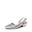 DREAM PAIRS Womens Slingback Kitten Low Block Heels Closed Pointed Toe Ankle Strap Elegant Dressy Pumps Wedding Party Dress Shoes for Women,Size 10,Silver,DWUMPU2503