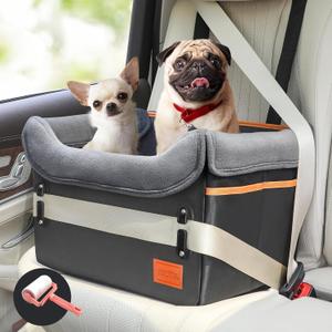 Dog Car Seat - Small Dogs Waterproof Booster Clip-on Harness and Thick Memory Foam Padding Pet Travel Bed Small Dog Car Seat Cover (Black, Medium) 