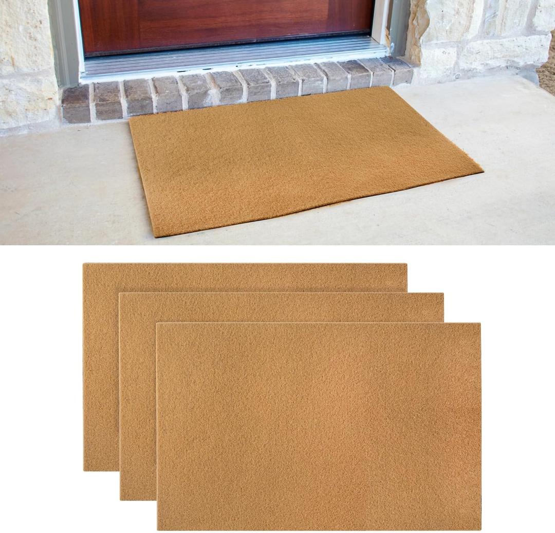 3 Pack Blank Door Mats, 30x17 Inch Artificial Coir Doormats Outdoor for Crafting, Plain Door Mat for Painting, Welcome Mat for Indoor/Outdoor Use, Front Porch, Entryway, Non-Slip Rubber Backing