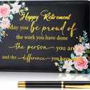 Ctosree Retirement Guest Book with Signature Pen Retirement Party Gift Supplies for Women Men Office Colleague Advice and Wishes Decorations(Floral)