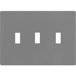 ENERLITES Screwless Triple Toggle Switch Wall Plate, Child Safe Light Switch Cover, Standard Size 3-Gang 4.68" x 6.53", Unbreakable Polycarbonate Thermoplastic, UL Listed, SI8813-GY, Glossy, Gray