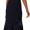 Adrianna Papell Studio Women's Ruffle Flounce Crepe Gown, Midnight, 16