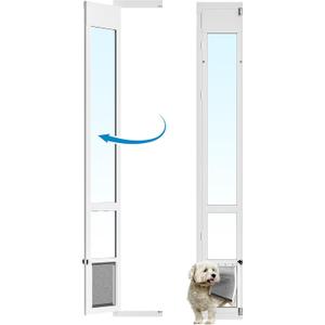 Medium Dog Door for Sliding Glass Doors, 91 7/16" to 96" Tall, 12.8" Wide, Aluminum Frame, Magnetic Seal, Perfect for Medium Pets Up to 40 lbs