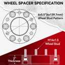 Richeer 2 inch 6x5.5 Wheel Spacer for 2019-2024 Ram 1500, 4 PCS 6x139.7mm Wheel Spacer with 14x1.5 Studs & 77.8mm Center Bore for 2019 2020 2021 2022 2023 2024 Ram 1500