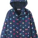 WELAKEN Fleece lined Jackets with Water-Resistance Frabic for Kid's & Toddler II Girl's Rain Jacket & coats (6-7 Years, Heart)