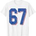 Number 67 Numbered Uniform Sports Team Jersey 67th Birthday T-Shirt, Size: S