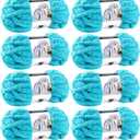 Chunky Chenille Yarn for Hand Knitting 8 Jumbo Pack Jumbo Chunky Yarn for Hand Soft Blanket Knitting, Bulky Thick Fluffy Yarn for Crocheting (Lake Blue)