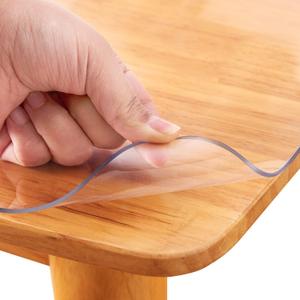 Rectangular 24x46 Clear Table Protector Kitchen Dining Wood Furniture Cover Screen Protection Crystal Plastic Tablecloth Wipeable Easy Clean Desktop Protective Pad PVC Vinyl Coffee Side Tabletop (Clear 1.5mm)