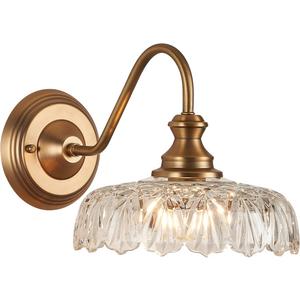 HDDFL Vintage Wall Scone Bedside Wall Lamp Matte Brass Bedroom Light Fixtures in Door Lighting Fixture for Living Room Hallway Corridor (9.8in, Brass and Clear)