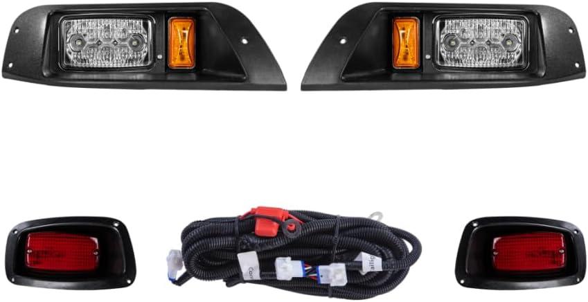 EZGO TXT 1996-2013 LED Adjustable Light Kit 48V, 2 LED headlight, 2 LED taillight, 1 Basic wiring harness, instruction & hardware included
