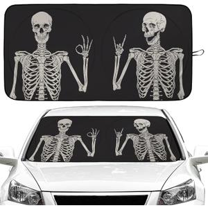 Skull Car Windshield Sun Shade Foldable Sunshade Front Window Cover Sun Visor Protector Accessories for Truck SUV (59x27.5 inches)