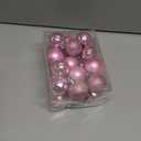 Sumind 24inch/2ft Tabletop Mini Christmas Tree Set with LED Lights, 24 Christmas Ball Ornaments, Pre-lit Small Artificial Green Tree Decoration for Xmas Table Indoor Holiday(Pink)