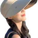 2025 Large Wide Brim Sun Hat for Women Goggles UV Protection Beach Visor Cap Sports Golf Hiking (Beige)