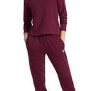 Reebok Women's Cinch-Bottom Sweatpant, Standard Fit, Midweight Cotton-Poly Fabric (Large, Black Cherry - Internal Drawstring)
