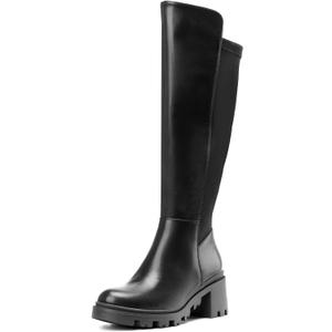 DREAM PAIRS Women's Knee High Boots, Comfortable Platform Round Toe Stretch Boots for Women (6, Black)