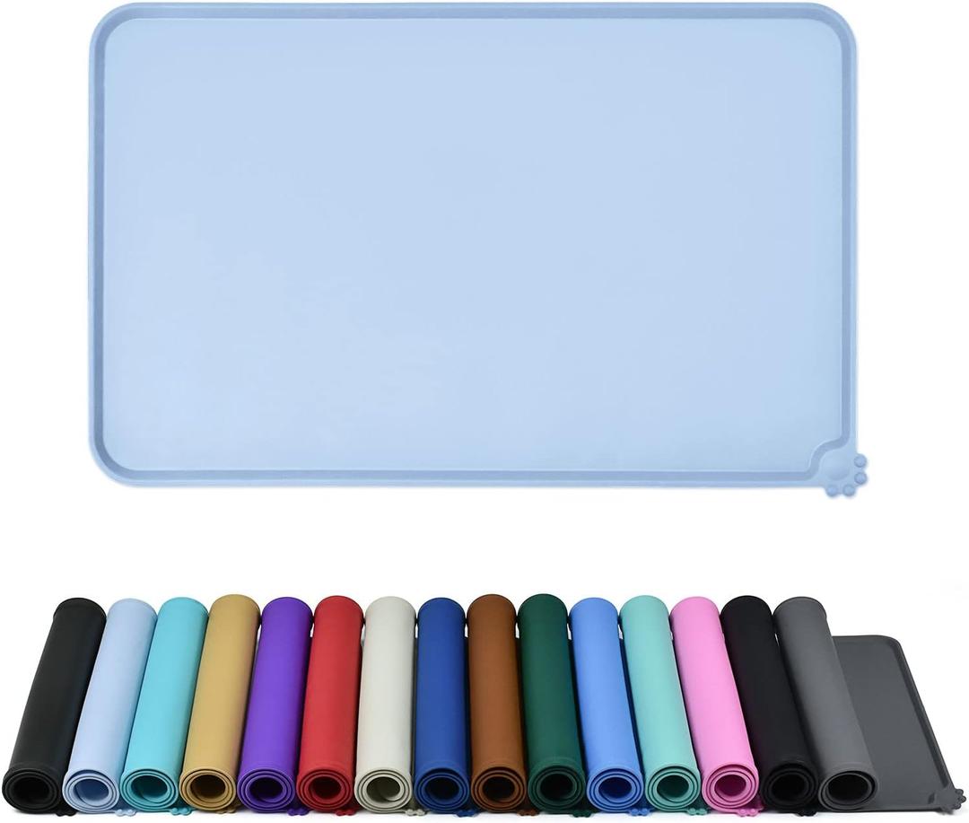 Waterproof Pet Feeding Mat with High Raised Edges, Heavier and Thicker Placemats for Cat Dog Water Bowl with BPA Free, Dogs Cats Food Mats for Messy Drinkers to Prevent Spill and Protect Floors (28" x 18", Warship) Waterproof Pet Feeding Mat with High Raised Edges, Heavier and Thicker Placemats for Cat Dog Water Bowl with BPA Free, Dogs Cats Food Mats for Messy Drinkers to Prevent Spill and Protect Floors (28" x 18", Warship)