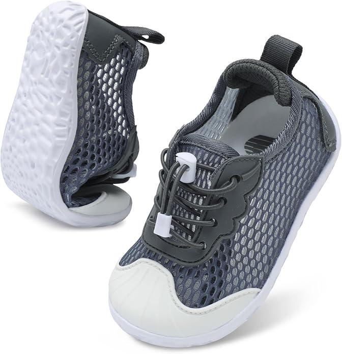 BARERUN Kids Boys Girls Water Shoes Wide Comfort Closed-Toe Sport Athletic Sandal Aqua Lightweight Walking Shoes(Toddler/ Little Kid) Grey Toddler Size 7