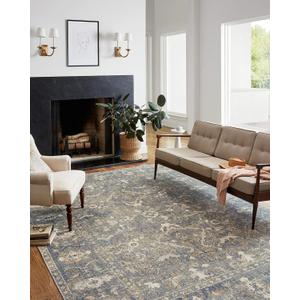 Loloi Chris Loves Julia Rosemarie 6'-3" x 9' Area Rug in Sand/Lagoon - Classic No-Shed Area Rug, Soft Living Room Rug, Antique Inspired Modern Rug for Living Area, Bedroom, Dining Room