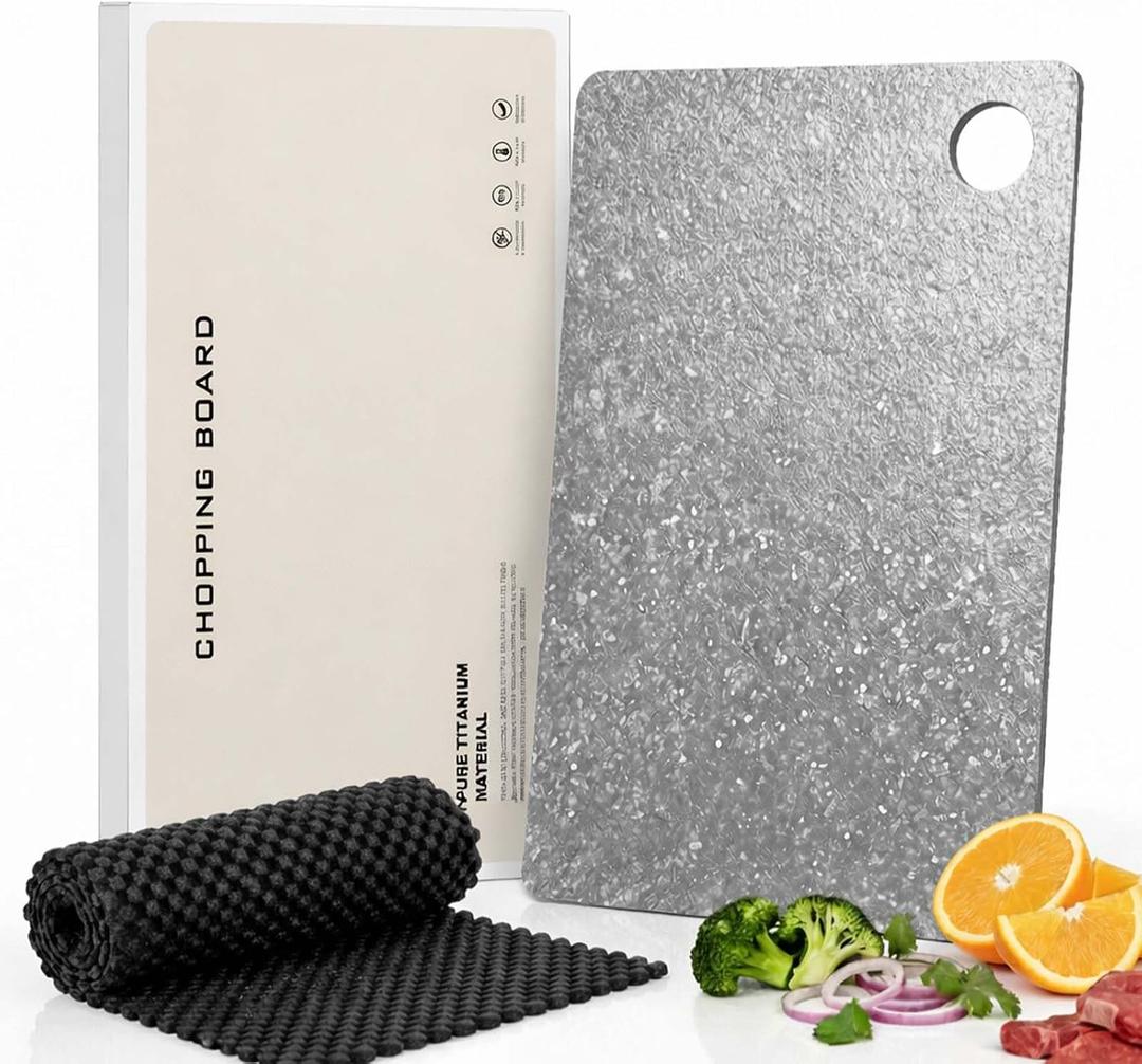 Titanium Cutting Board, Pure Titanium Chopping Boards for Kitchen, Double Sided Food-Grade Cutting Mat, Ideal Charcuterie Chopping for Meat, Hygiene Durable Dishwasher Safe, 17.7"L x 11.8"W