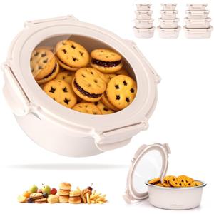 25oz Stainless Steel Lunch Box With Leakproof Tempered Glass Lids Microwavable Stainless Steel Food Storage Containers Stackable Freezer Fruit Snack Meal Prep Metal Bento Box for Travel Picnic Round