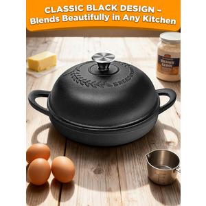Dutch Oven Bread Baking Pot with Lid 6QT Enameled Cast Iron Oven, Matte Black Design & Sourdough Kit (Silicone Sling) for Artisan Bread Making