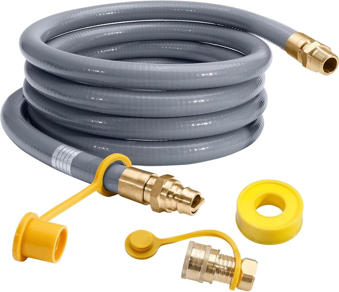 24FT 3/4" ID Natural Gas Hose with Quick Connect, 3/4" outdoor Natural Gas Hose with Gas Quick Connection, Compatible with NG/LP Propane Gas Conversion Kit, Generators, Grill