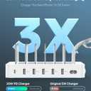 SooPii 60W 6-Port Charging Station for Multiple Devices, PD 20W USB C Fast Charging for lPhone 14/13/12,6 Short Cables Included, 2 in 1 Holder,for Phones,Tablets and Others,White